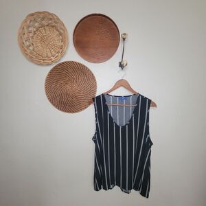 Apt 9‎ Double Pin Stripe Tank Top Black White XL